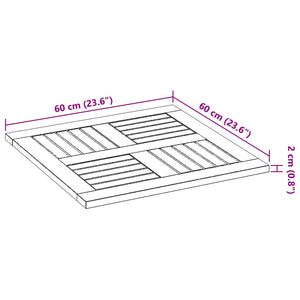 Επιφάνεια Τραπεζιού Τετράγωνη 60x60x2 εκ. Μασίφ Ξύλο Ακακίας