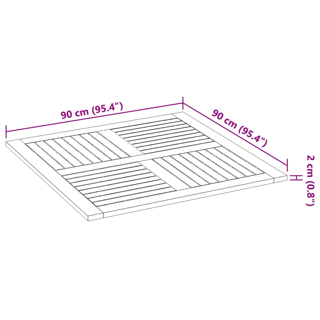 Επιφάνεια Τραπεζιού Τετράγωνη 90x90x2,2 εκ. Μασίφ Ξύλο Ακακίας