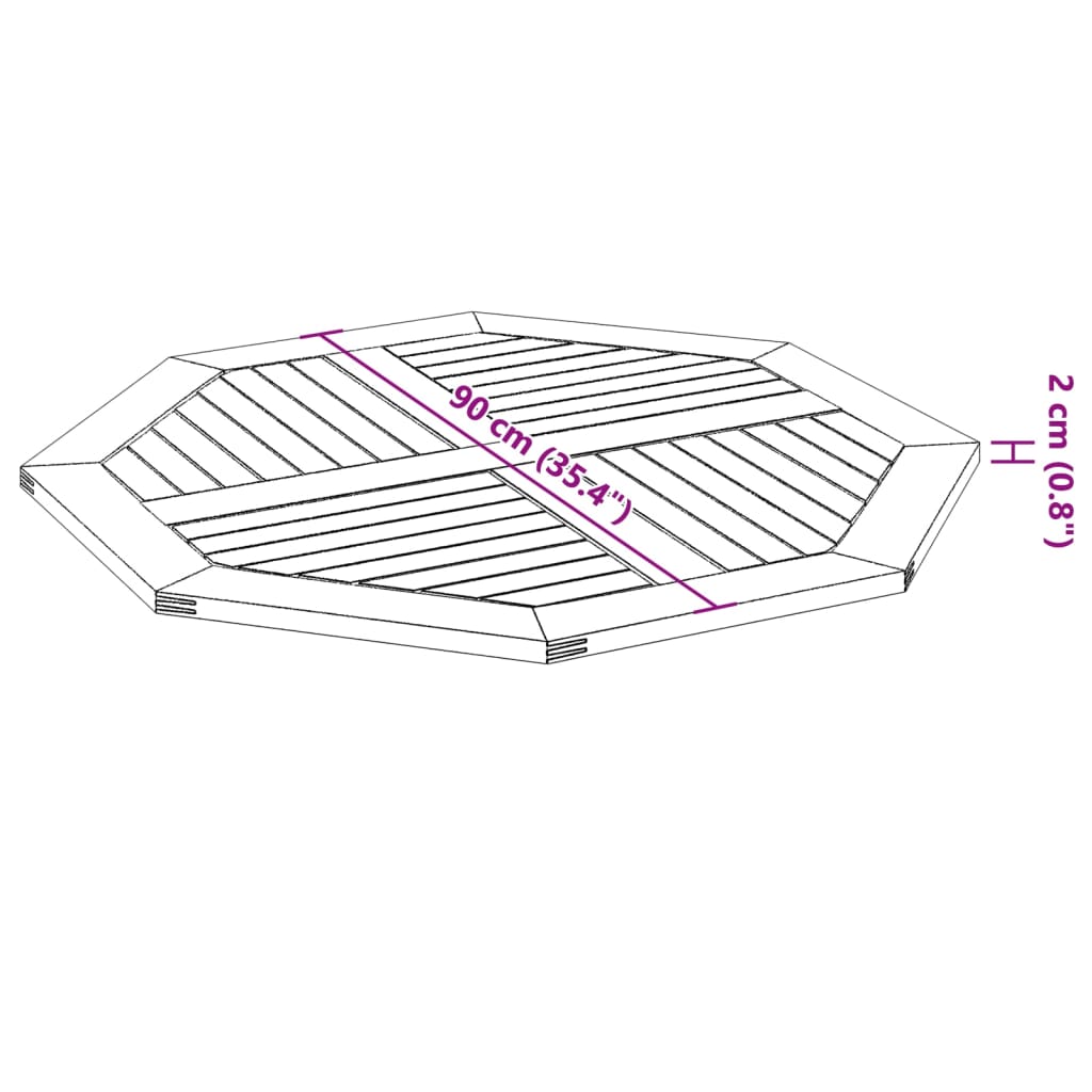 Επιφάνεια Τραπεζιού Οκτάγωνη 90x90x2,2 εκ. Μασίφ Ξύλο Ακακίας