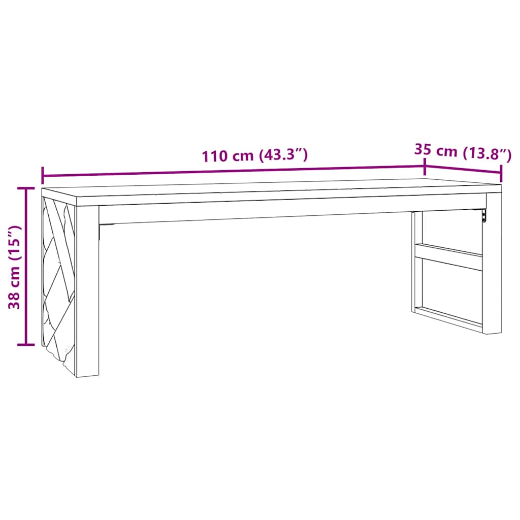Τραπεζάκι Σαλονιού 110x35x38 εκ. από Μασίφ Ξύλο Teak