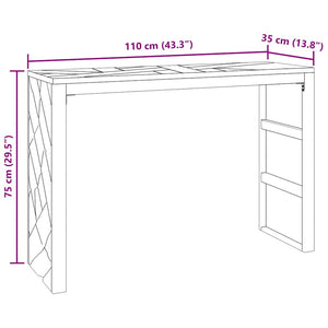 Τραπέζι κονσόλας 110x35x75 cm από μασίφ ξύλο τικ