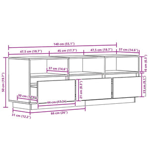 Έπιπλο Τηλεόρασης Καφέ Κεριού 140x37x50 εκ. Μασίφ Ξύλο Πεύκου