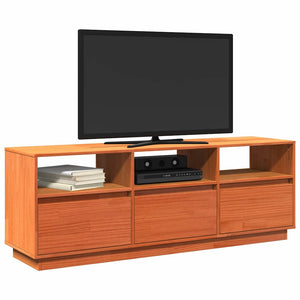 Έπιπλο Τηλεόρασης Καφέ Κεριού 140x37x50 εκ. Μασίφ Ξύλο Πεύκου