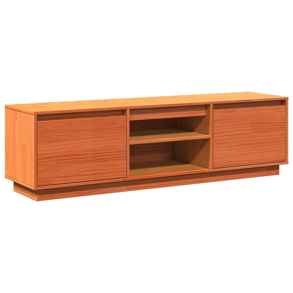 Έπιπλο Τηλεόρασης Καφέ Μελί 140x35x40 εκ. από Μασίφ Ξύλο Πεύκου