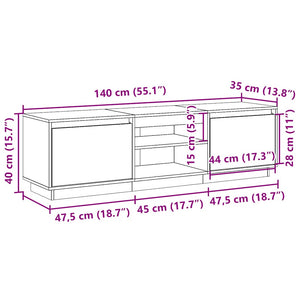 Έπιπλο Τηλεόρασης Καφέ Μελί 140x35x40 εκ. από Μασίφ Ξύλο Πεύκου