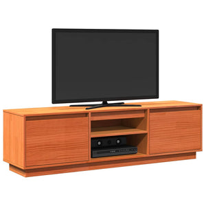Έπιπλο Τηλεόρασης Καφέ Μελί 140x35x40 εκ. από Μασίφ Ξύλο Πεύκου