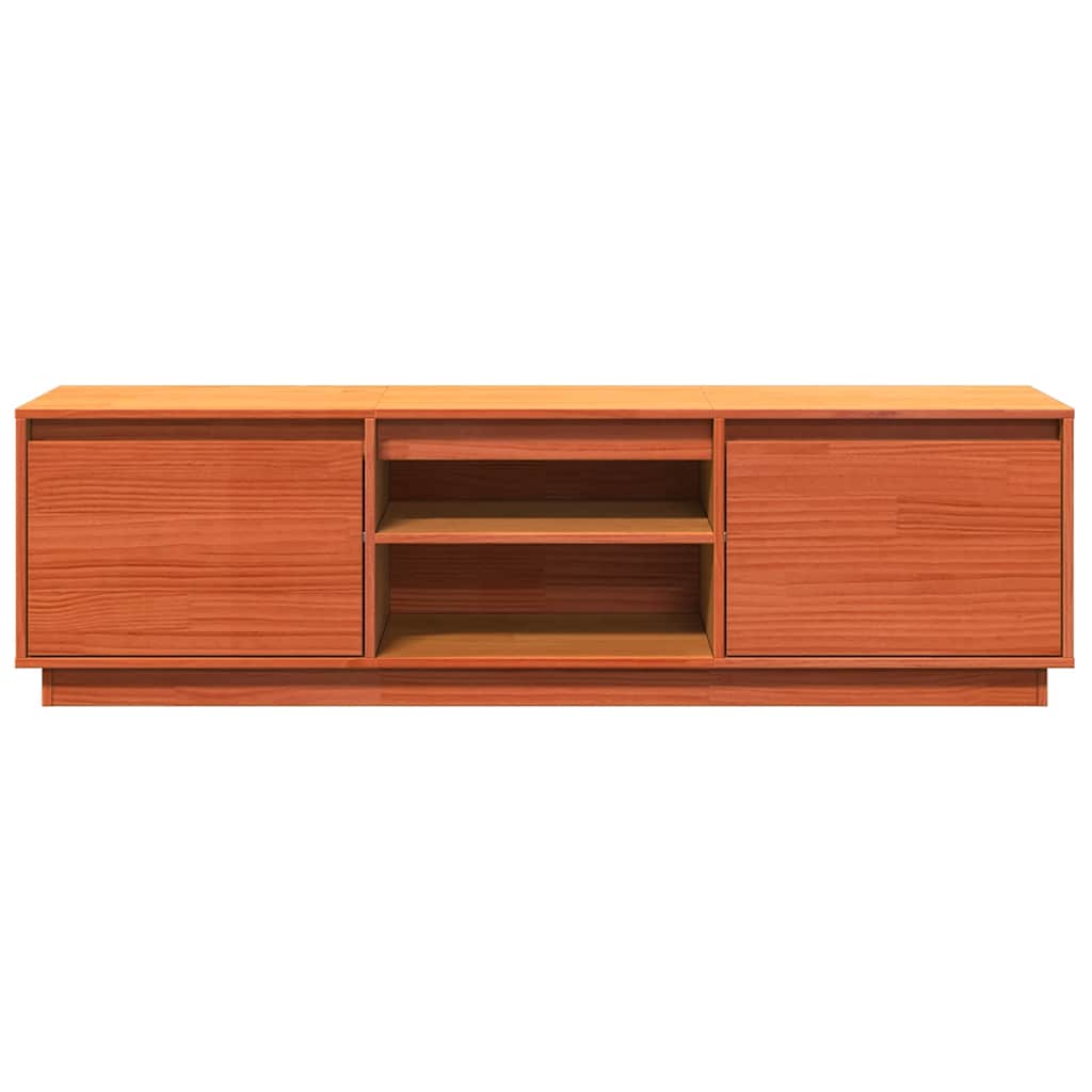 Έπιπλο Τηλεόρασης Καφέ Μελί 140x35x40 εκ. από Μασίφ Ξύλο Πεύκου