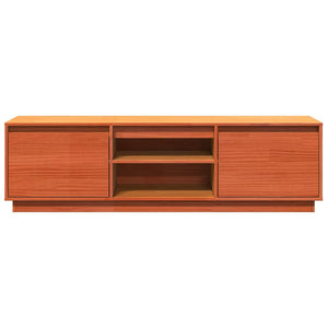 Έπιπλο Τηλεόρασης Καφέ Μελί 140x35x40 εκ. από Μασίφ Ξύλο Πεύκου