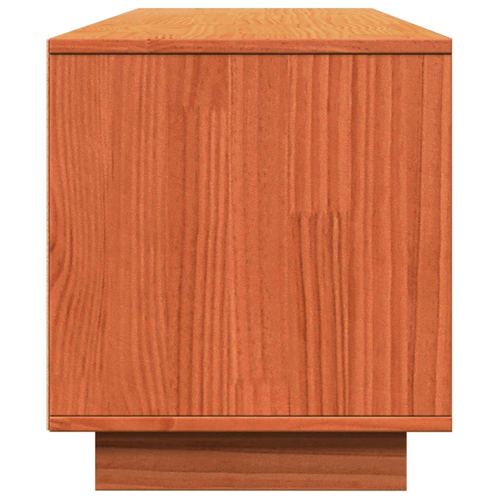 Έπιπλο Τηλεόρασης Καφέ Μελί 140x35x40 εκ. από Μασίφ Ξύλο Πεύκου