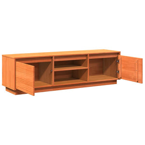 Έπιπλο Τηλεόρασης Καφέ Μελί 140x35x40 εκ. από Μασίφ Ξύλο Πεύκου