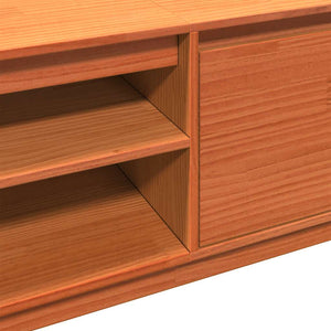 Έπιπλο Τηλεόρασης Καφέ Μελί 140x35x40 εκ. από Μασίφ Ξύλο Πεύκου