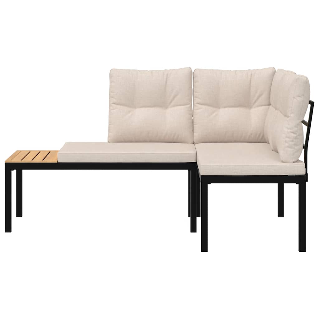 Παγκάκια Κήπου 2 τεμ. Μαύρα Ατσάλι με Ηλεκτρ. Βαφή με Μαξιλάρια