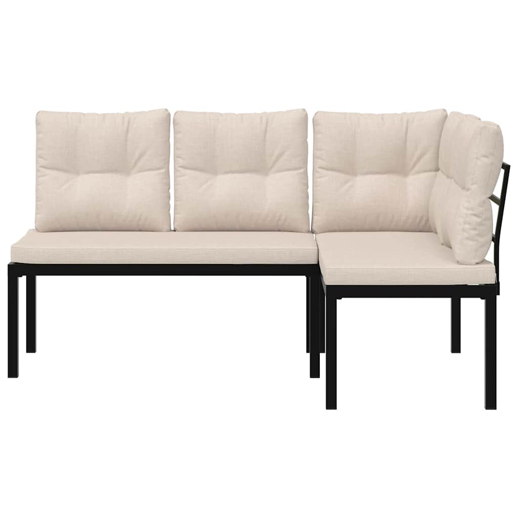 Παγκάκια Κήπου 2 τεμ. Μαύρα Ατσάλι με Ηλεκτρ. Βαφή με Μαξιλάρια