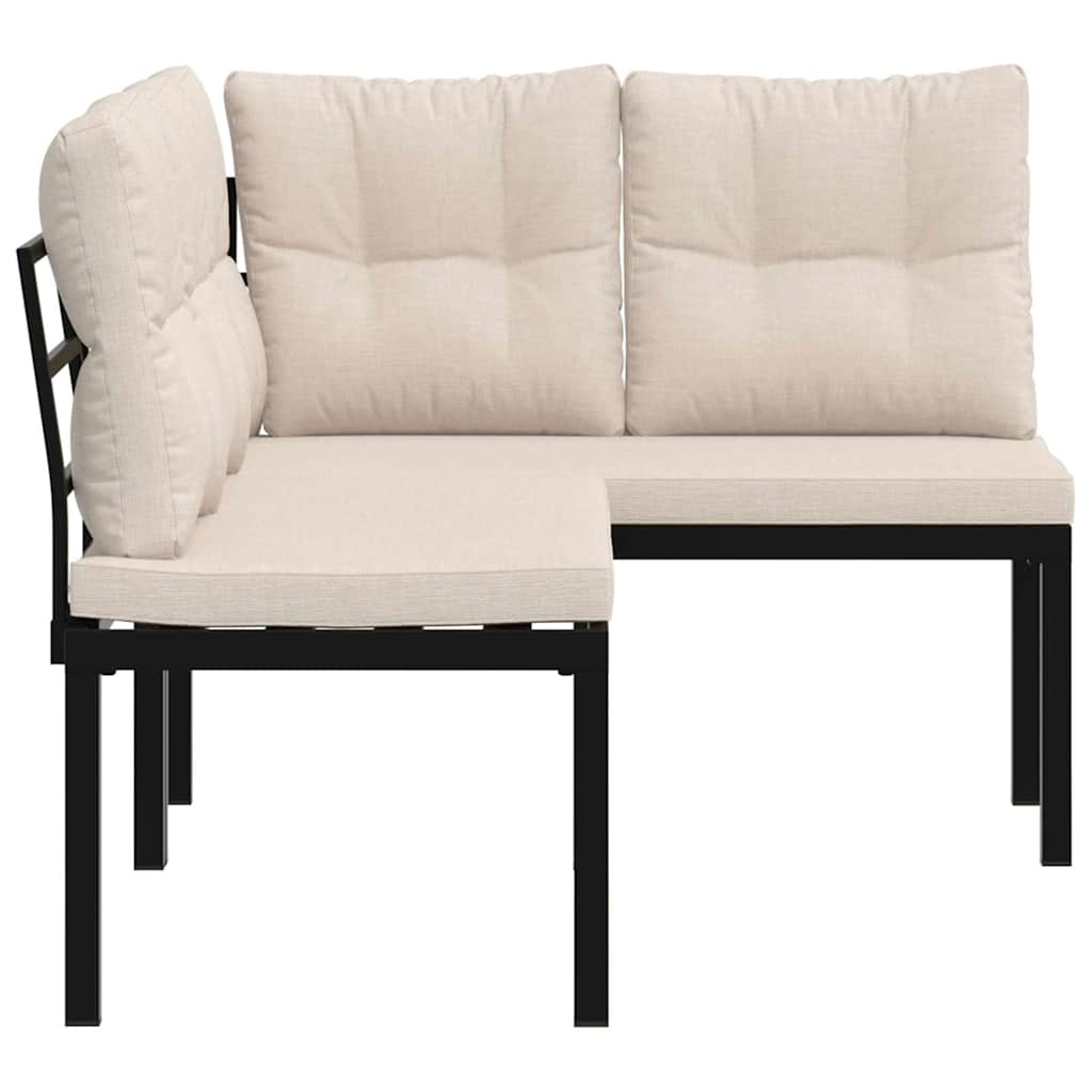 Παγκάκια Κήπου 2 τεμ. Μαύρα Ατσάλι με Ηλεκτρ. Βαφή με Μαξιλάρια