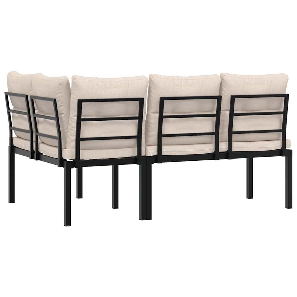 Παγκάκια Κήπου 2 τεμ. Μαύρα Ατσάλι με Ηλεκτρ. Βαφή με Μαξιλάρια