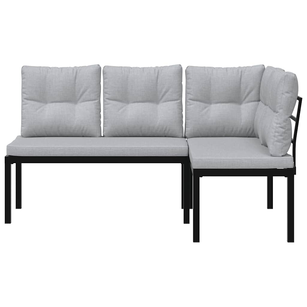 Παγκάκια Κήπου 2 τεμ. Μαύρα Ατσάλι με Ηλεκτρ. Βαφή με Μαξιλάρια - Pakobazaar