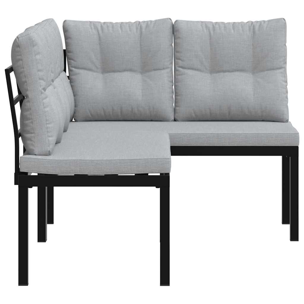 Παγκάκια Κήπου 2 τεμ. Μαύρα Ατσάλι με Ηλεκτρ. Βαφή με Μαξιλάρια - Pakobazaar