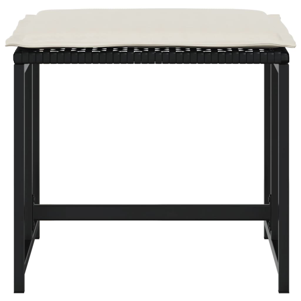 Σκαμπό Κήπου 4 τεμ. Μαύρα από Συνθετικό Ρατάν με Μαξιλάρια