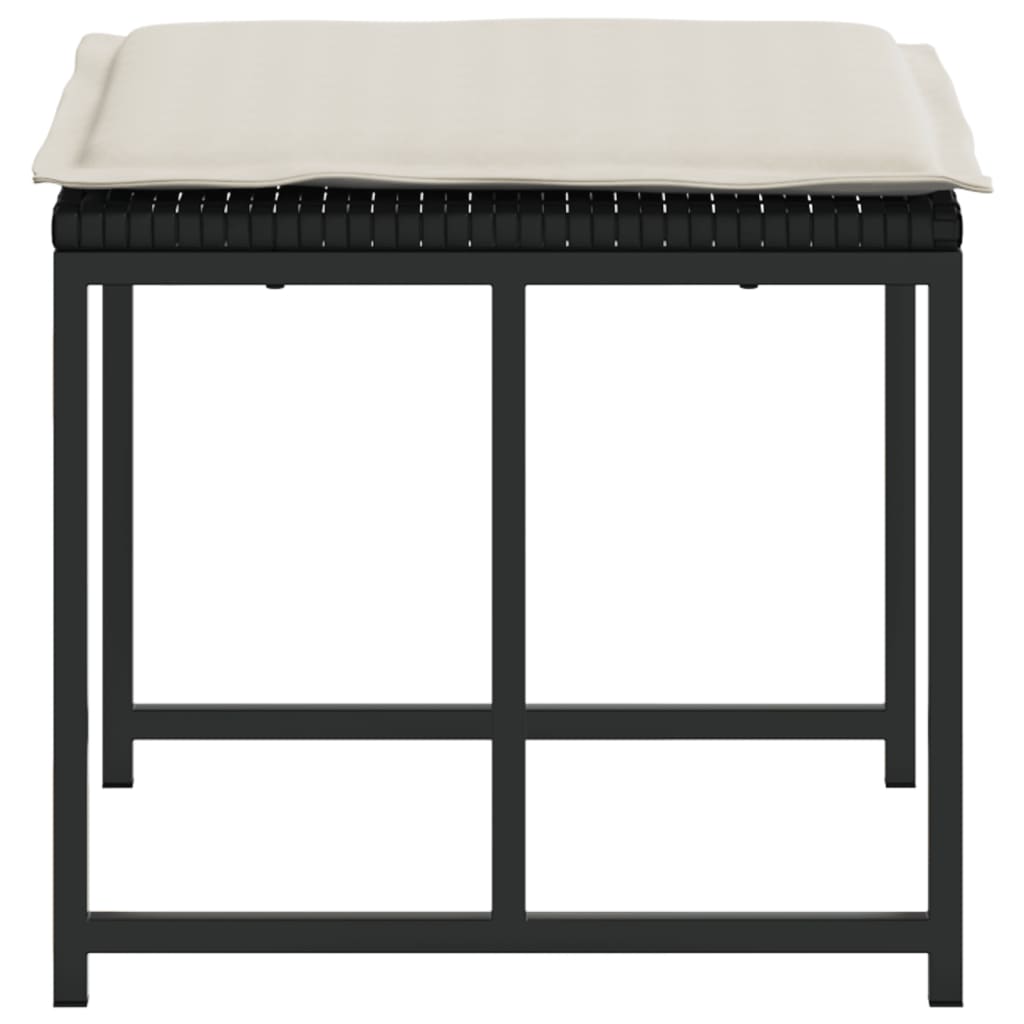 Σκαμπό Κήπου 4 τεμ. Μαύρα από Συνθετικό Ρατάν με Μαξιλάρια