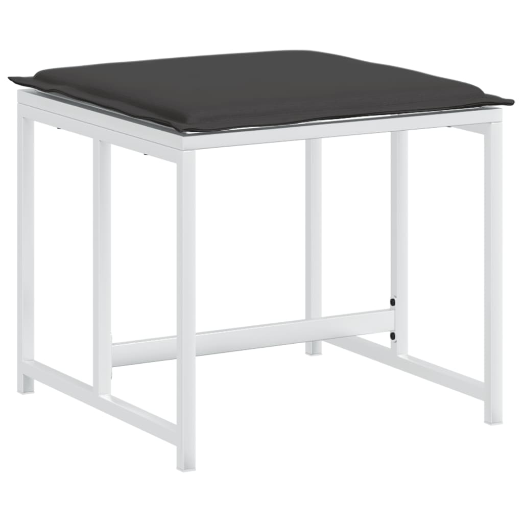 Υποπόδια Κήπου 4 τεμ. Λευκά από Ατσάλι/Textilene με Μαξιλάρια