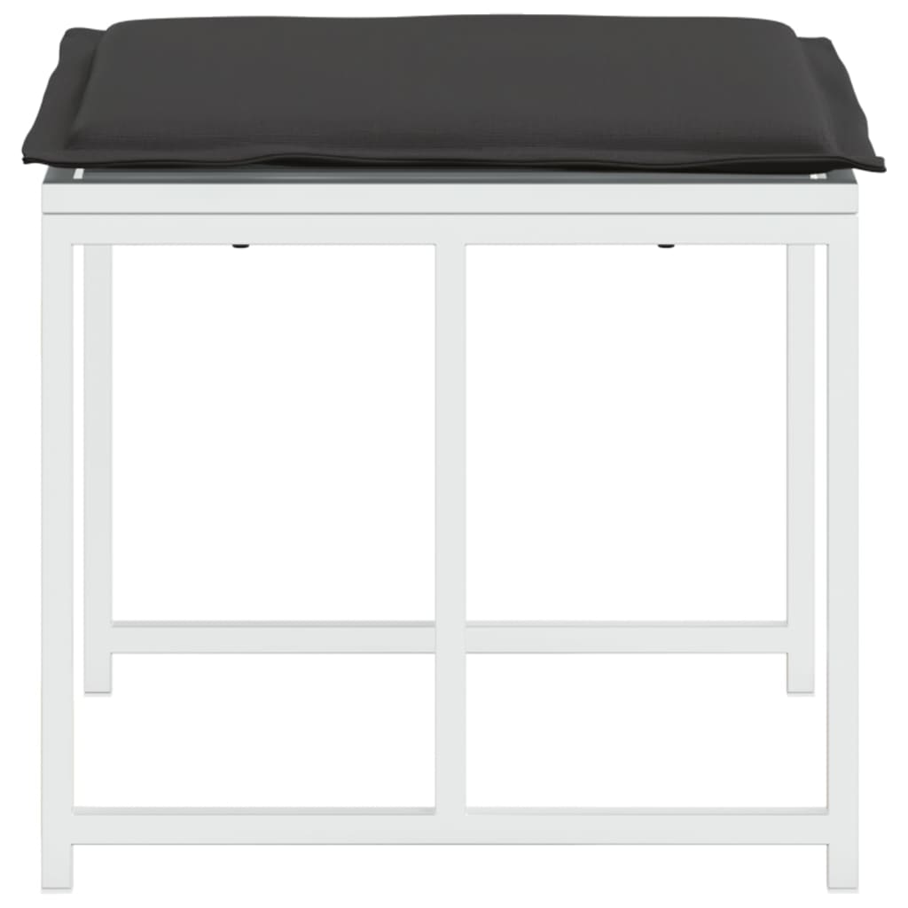 Υποπόδια Κήπου 4 τεμ. Λευκά από Ατσάλι/Textilene με Μαξιλάρια