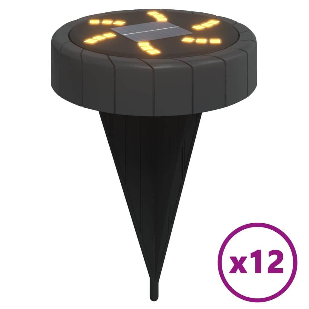 Ηλιακά Φωτιστικά Δαπέδου με Στήριγμα Εδάφους 12τεμ. Θερμό Λευκό