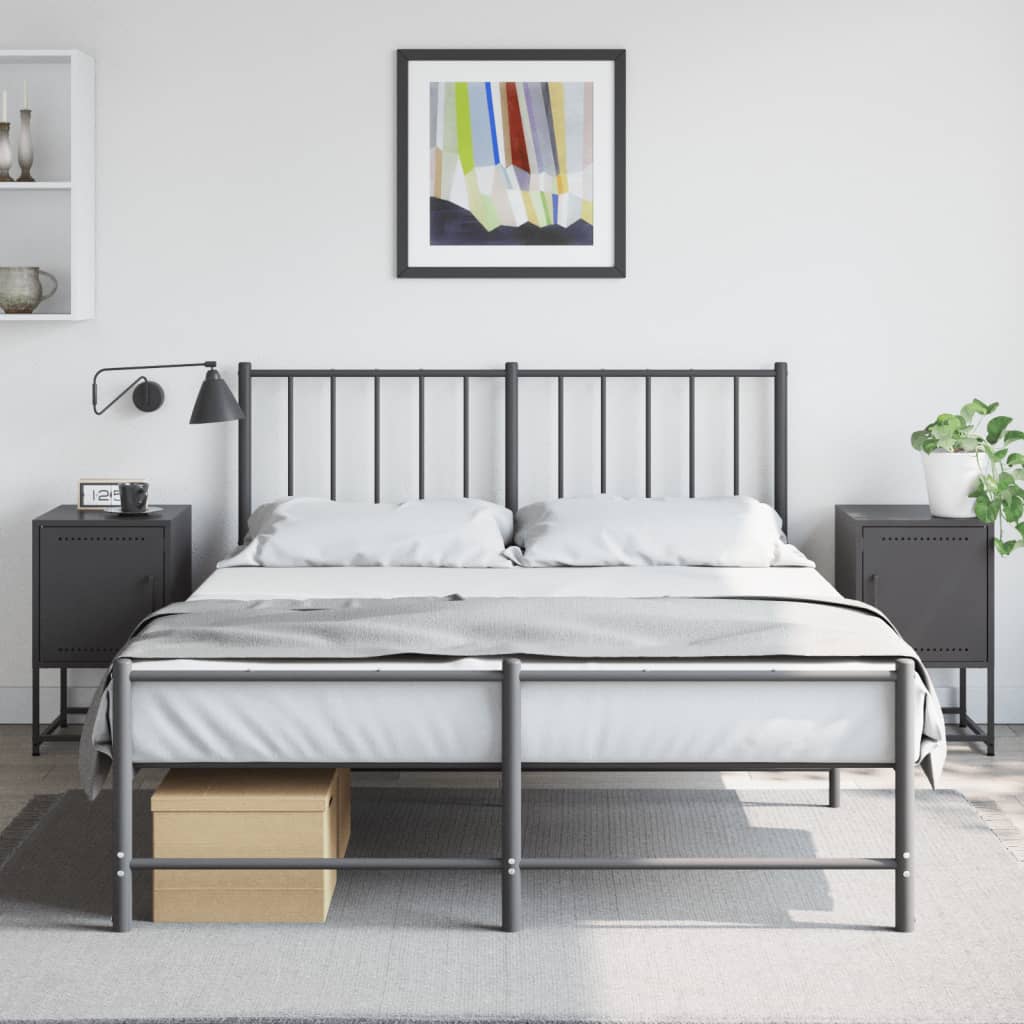 Κομοδίνα 2 τεμ. Μαύρα 36x39x60,5 εκ. Χάλυβα - Pakobazaar