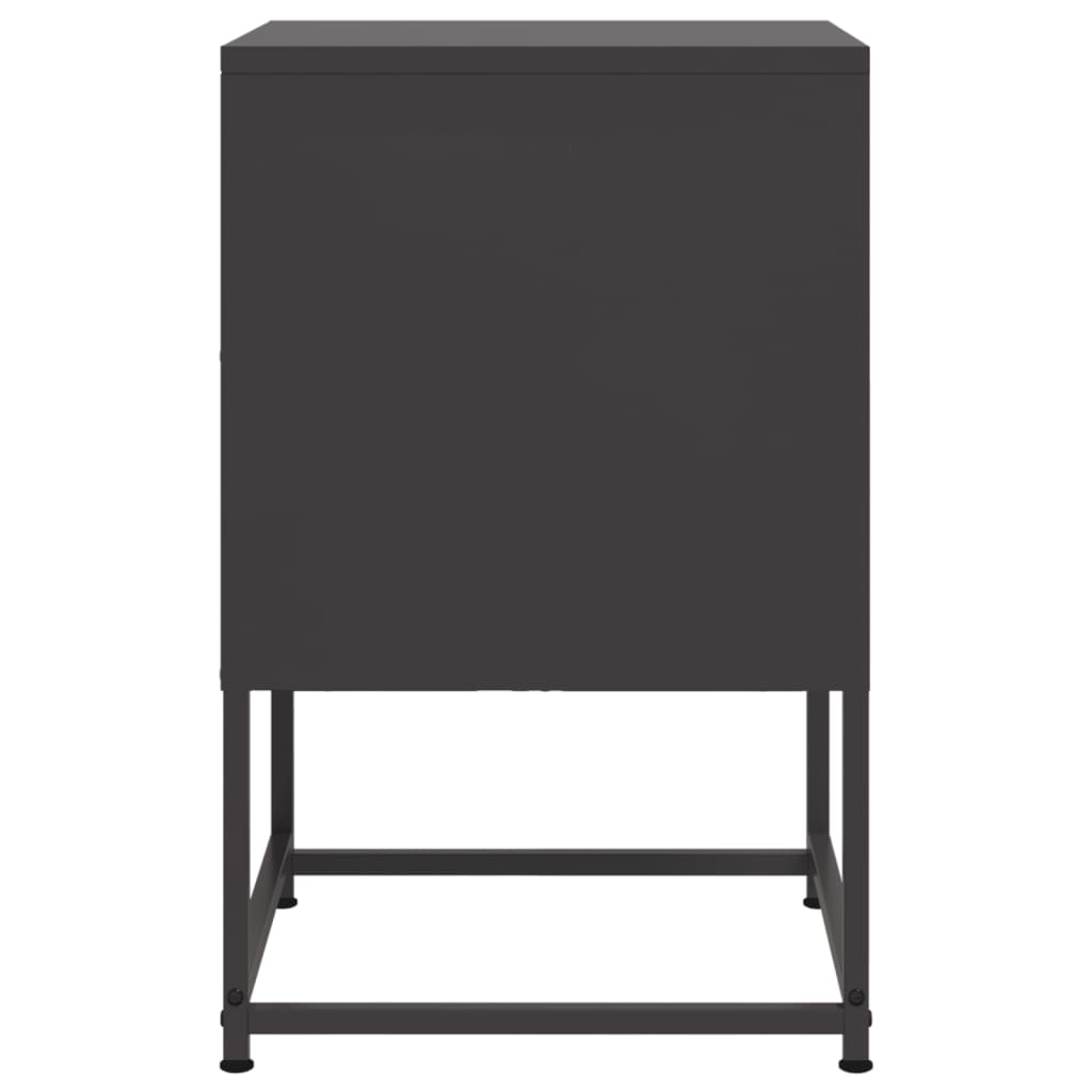 Κομοδίνα 2 τεμ. Μαύρα 36x39x60,5 εκ. Χάλυβα - Pakobazaar