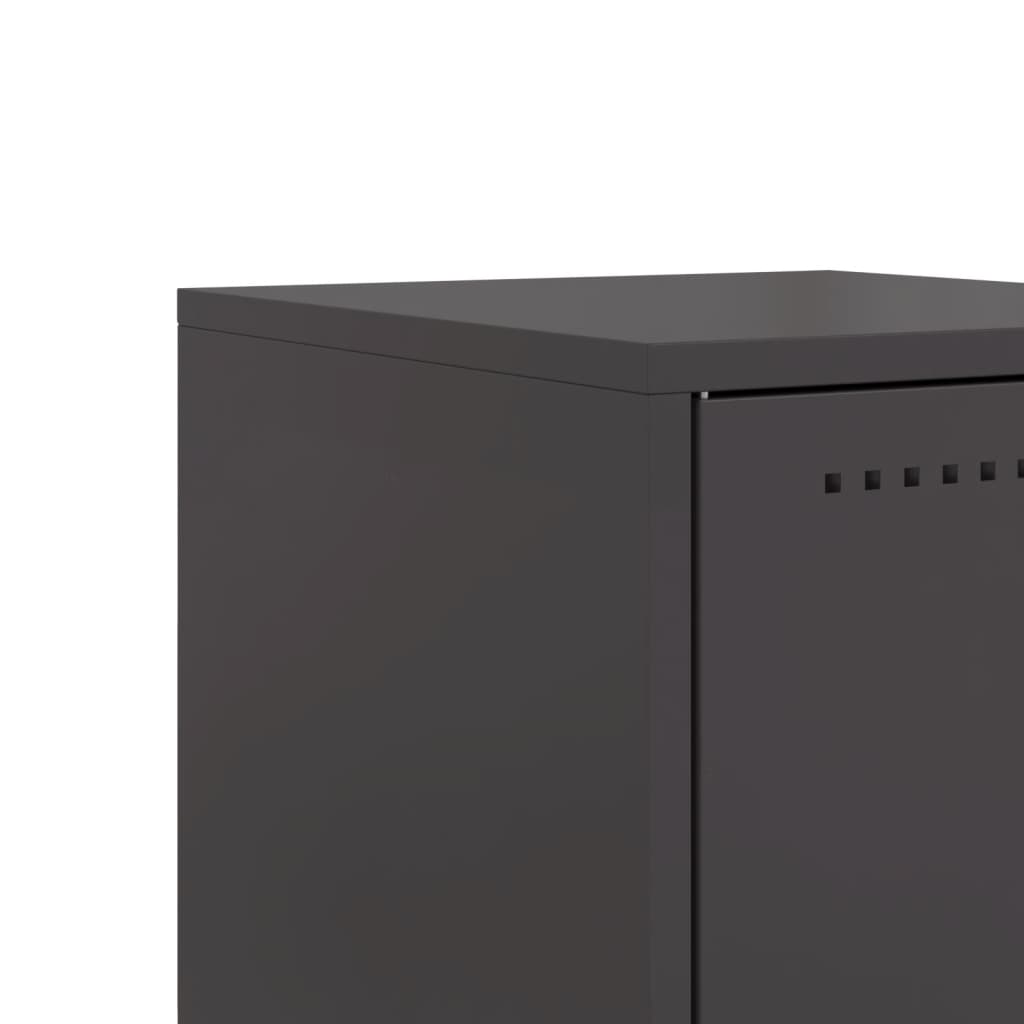 Κομοδίνα 2 τεμ. Μαύρα 36x39x60,5 εκ. Χάλυβα - Pakobazaar
