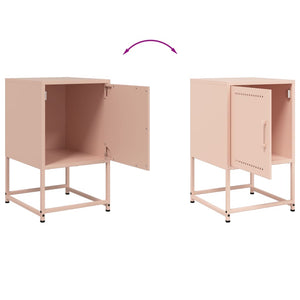 Κομοδίνα 2 τεμ. Ροζ 36x39x60,5 εκ. από Χάλυβα - Pakobazaar