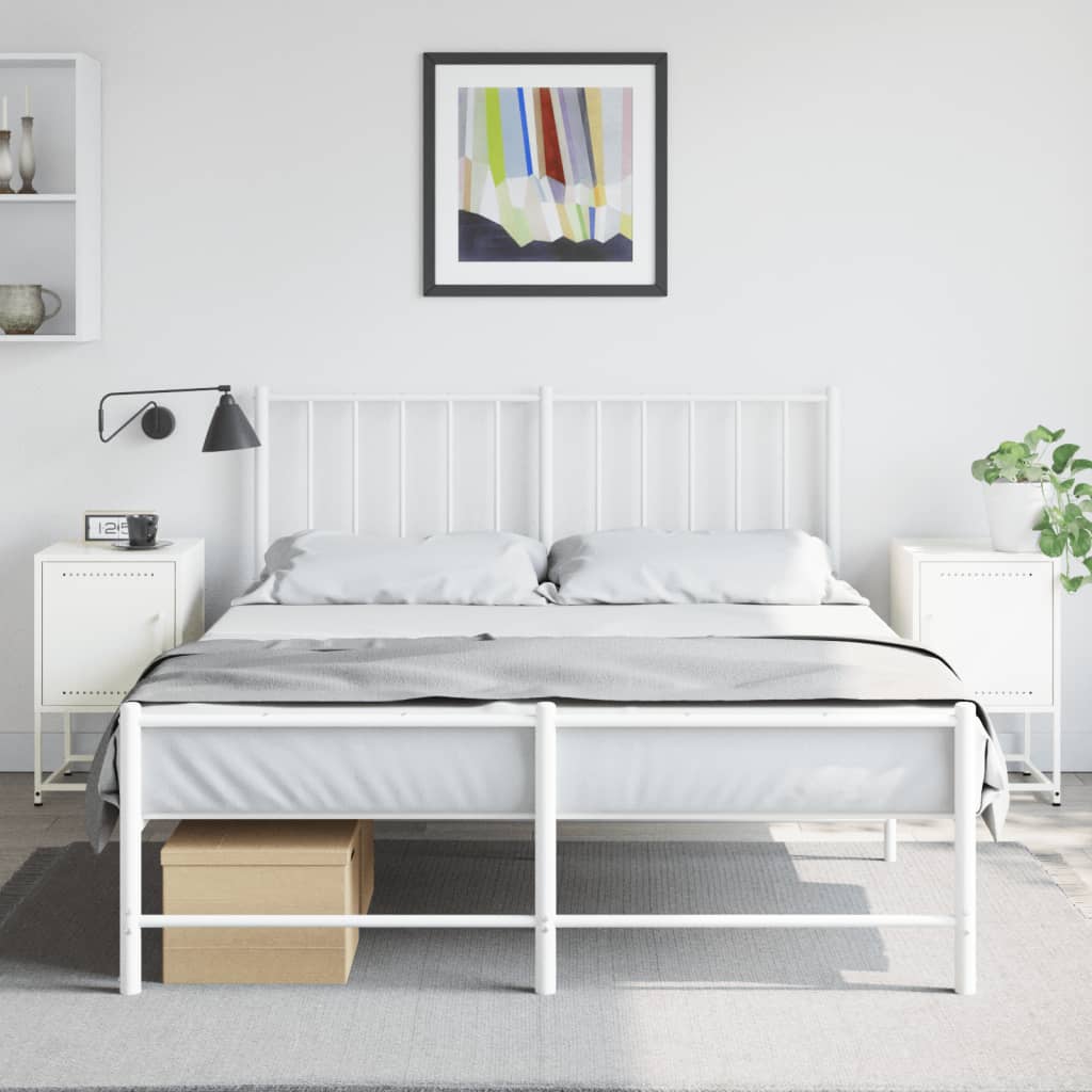 Κομοδίνα 2 τεμ. Λευκό 36x39x60,5 εκ. από Χάλυβα