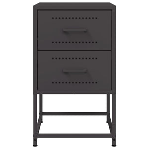 Κομοδίνα 2 τεμ. Μαύρα 36x39x60,5 εκ. Χάλυβα - Pakobazaar