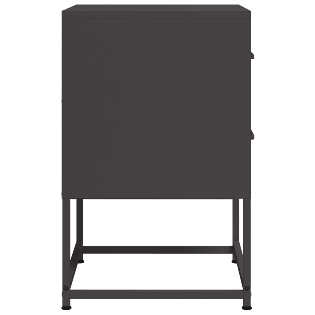 Κομοδίνα 2 τεμ. Μαύρα 36x39x60,5 εκ. Χάλυβα - Pakobazaar