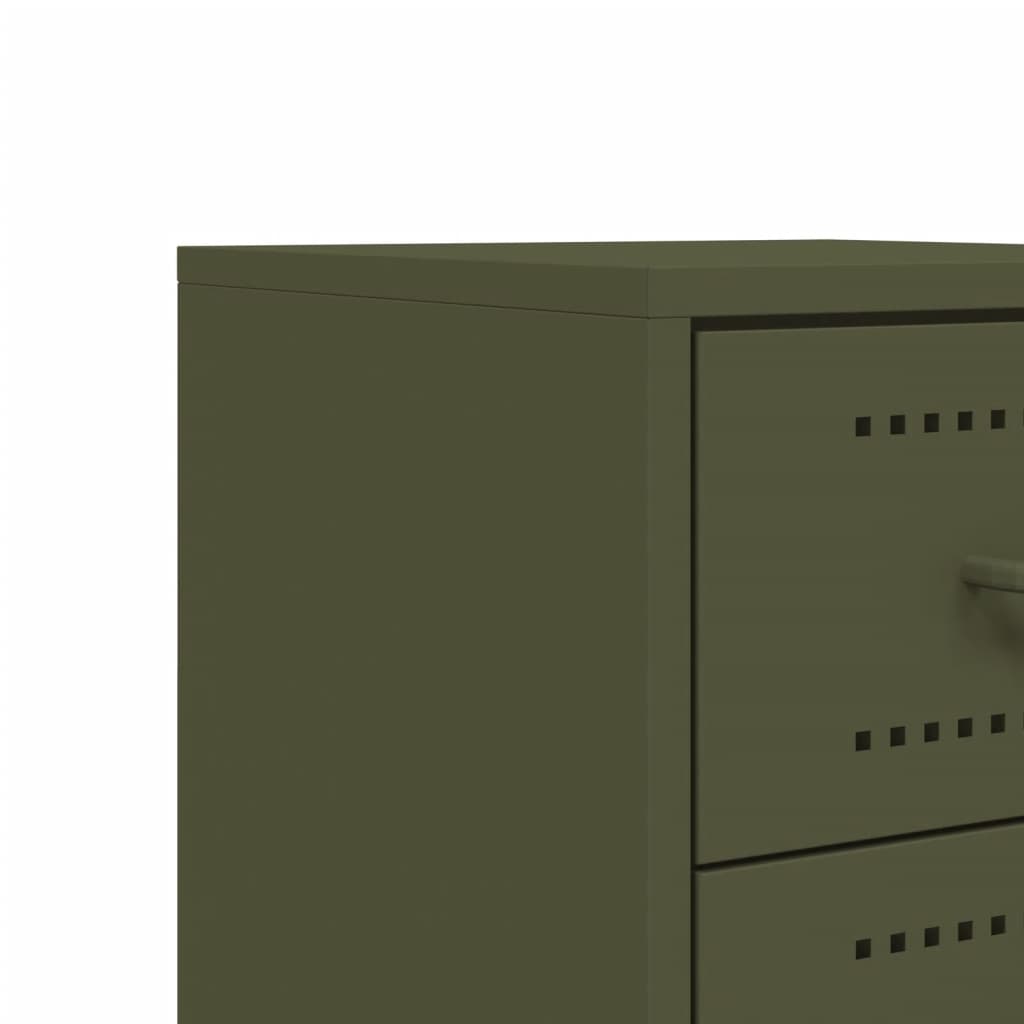 Κομοδίνο Πράσινο Λαδί 36x39x60,5 εκ. από Χάλυβα