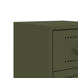 Κομοδίνα 2 τεμ. Πράσινο Λαδί 36x39x60,5 εκ. από Χάλυβα