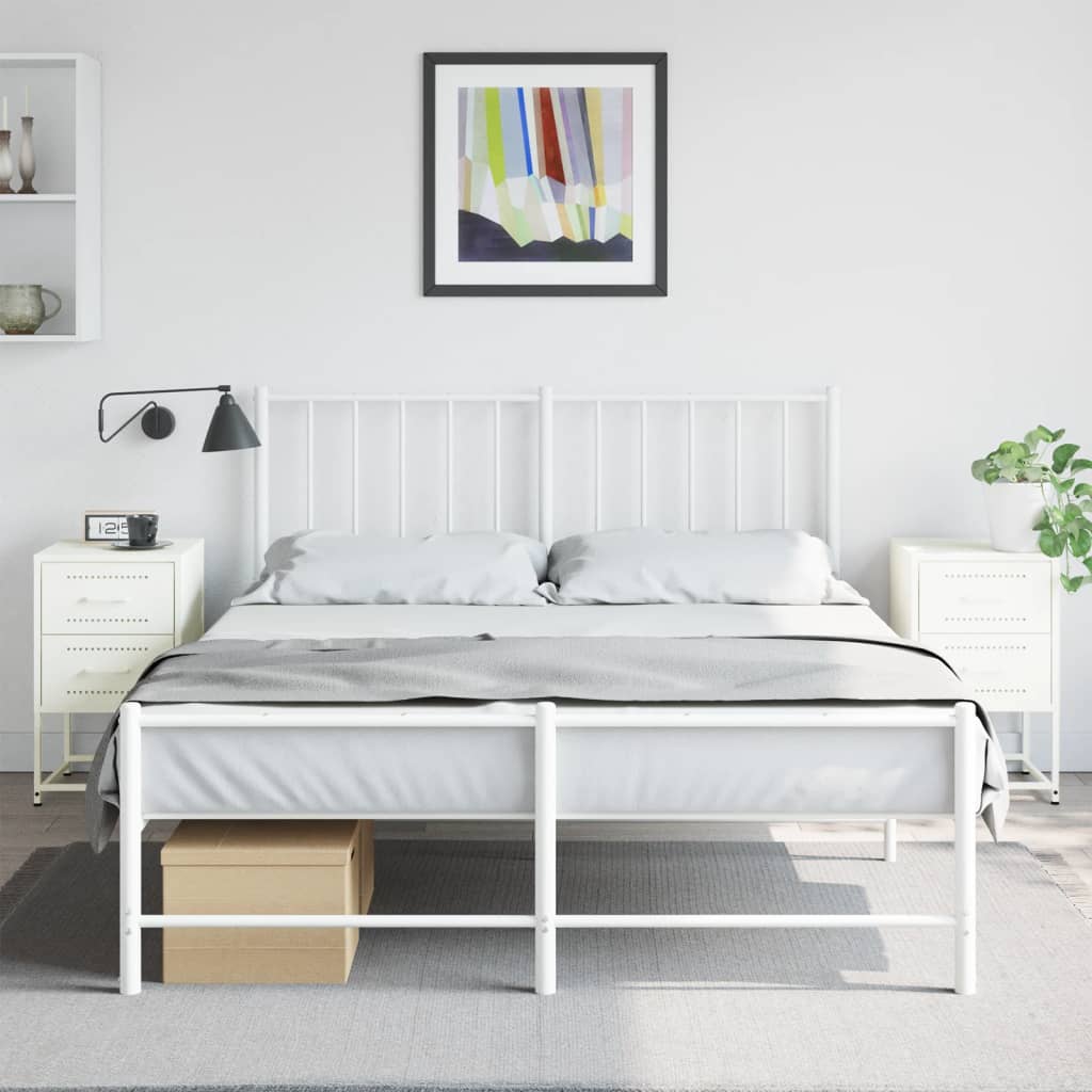 Κομοδίνα 2 τεμ. Λευκό 36x39x60,5 εκ. από Χάλυβα