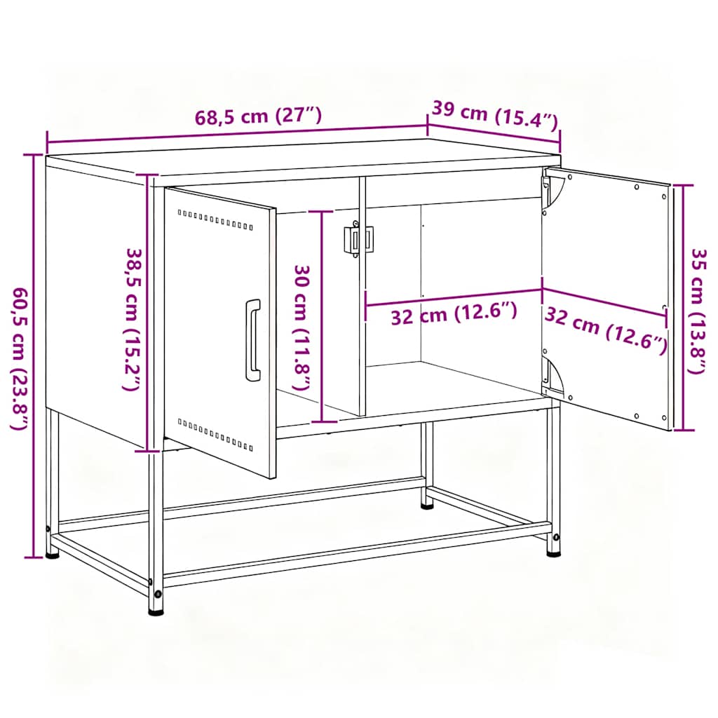 Έπιπλο Τηλεόρασης Μαύρο 68,5 x 39 x 60,5 εκ. Ατσάλινο - Pakobazaar