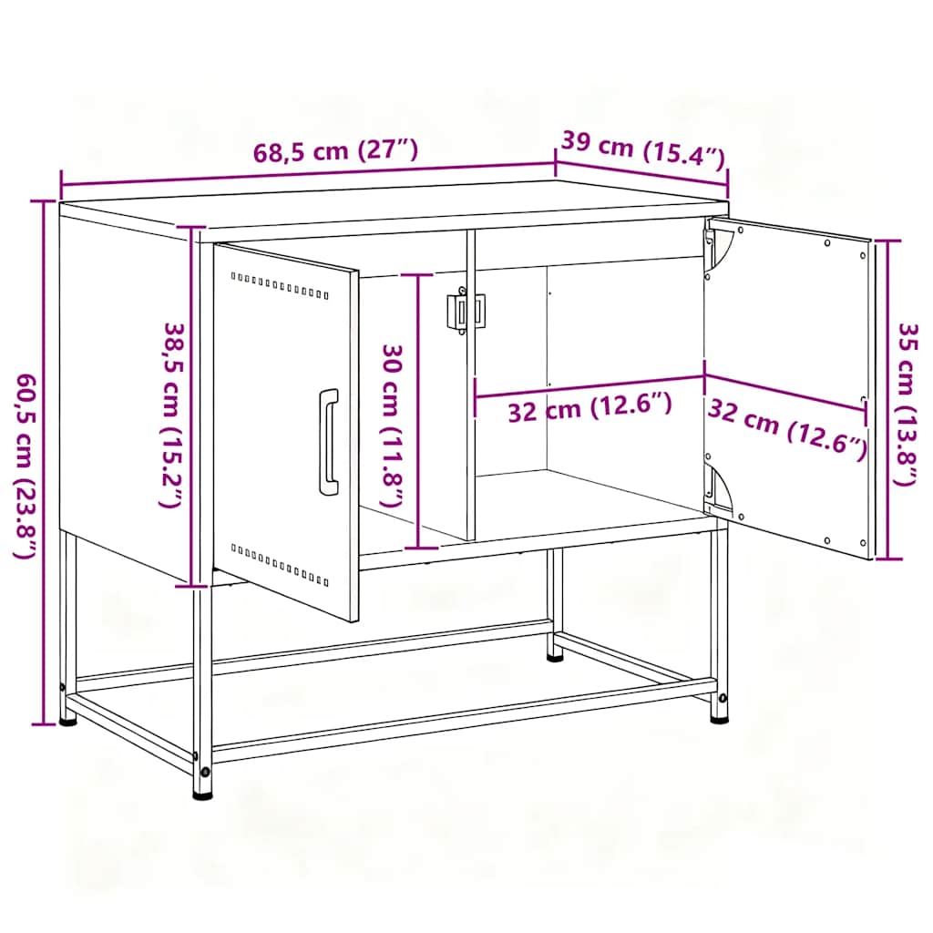 Έπιπλο Τηλεόρασης Πράσινο Λαδί 68,5x39x60,5 εκ. από Ατσάλι