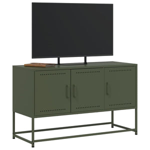 Έπιπλο Τηλεόρασης Πράσινο Λαδί 100,5x39x60,5 εκ. από Ατσάλι - Pakobazaar