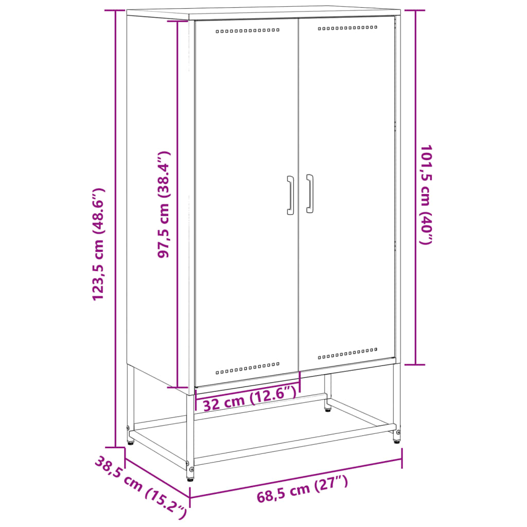 Ντουλάπι Ανθρακί 68,5x38,5x123,5 εκ. από Ατσάλι