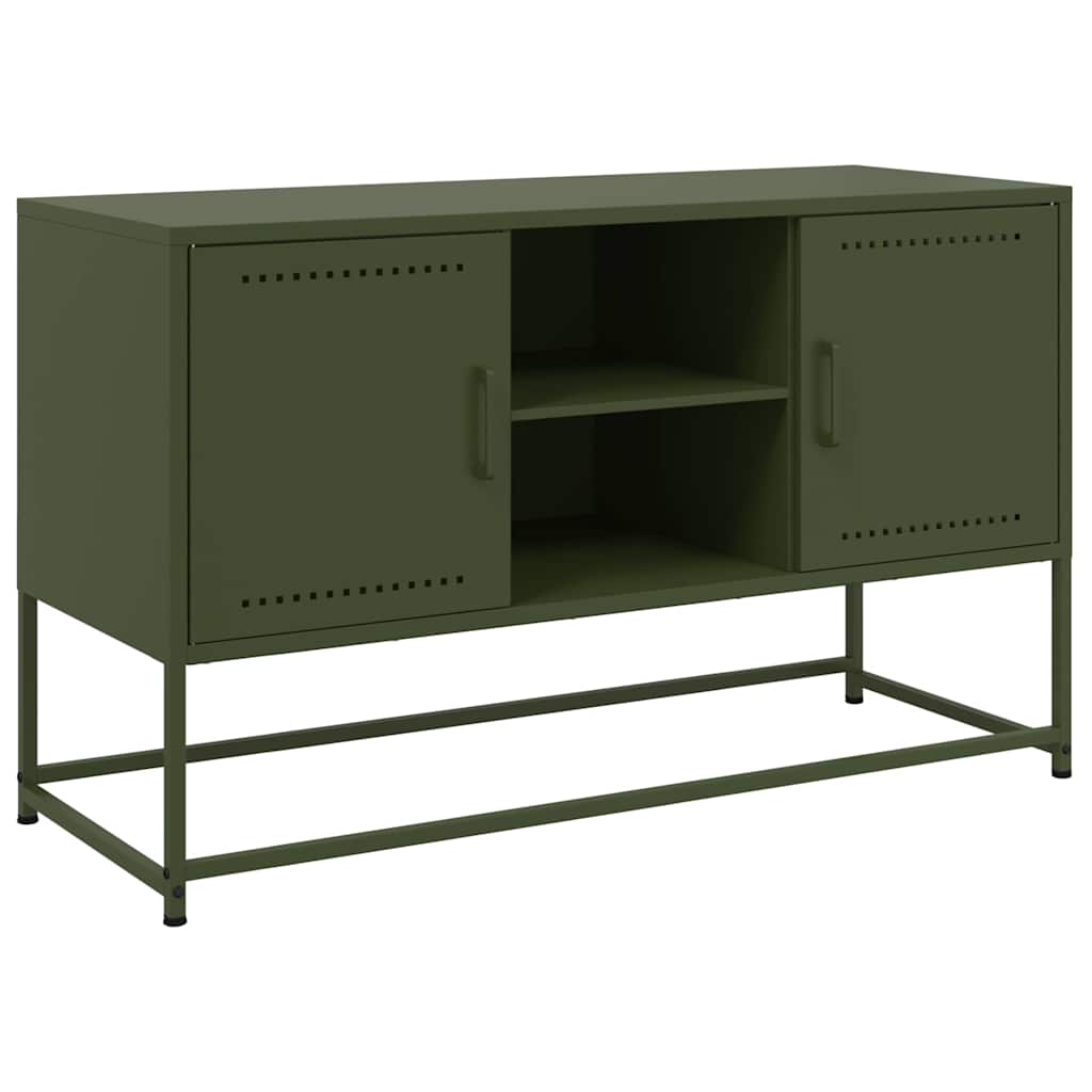 Έπιπλο Τηλεόρασης Πράσινο Λαδί 100,5x39x60,5 εκ. από Ατσάλι - Pakobazaar