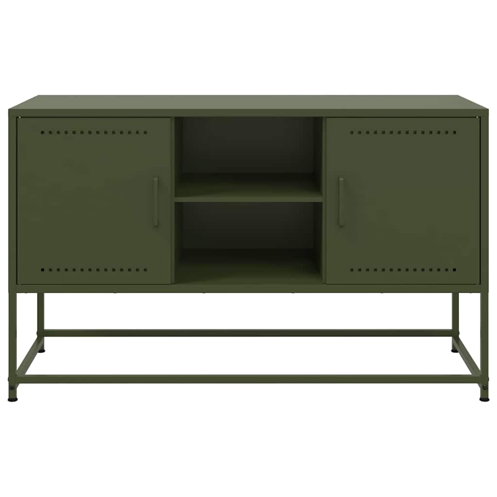 Έπιπλο Τηλεόρασης Πράσινο Λαδί 100,5x39x60,5 εκ. από Ατσάλι - Pakobazaar