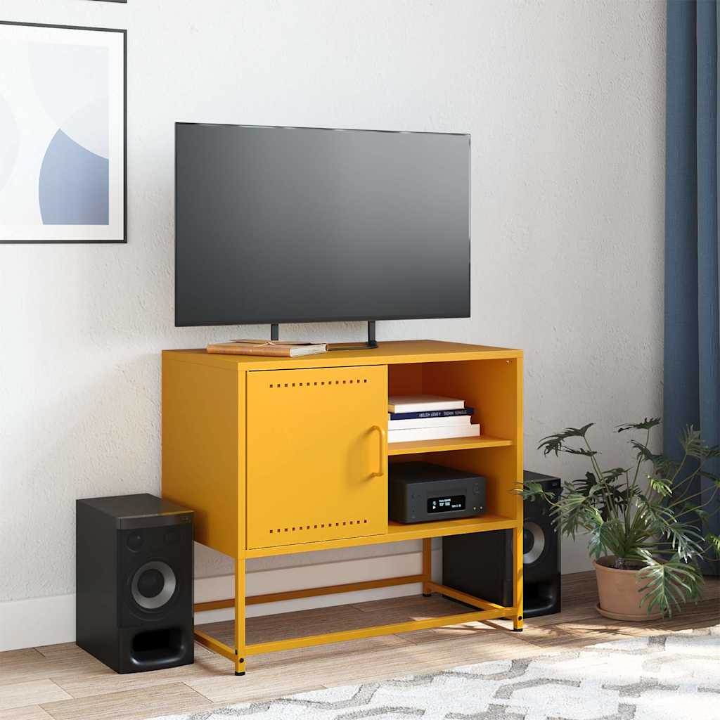 Έπιπλο Τηλεόρασης Μουσταρδί Κίτρινο 68x39x60,5 εκ. από Ατσάλι