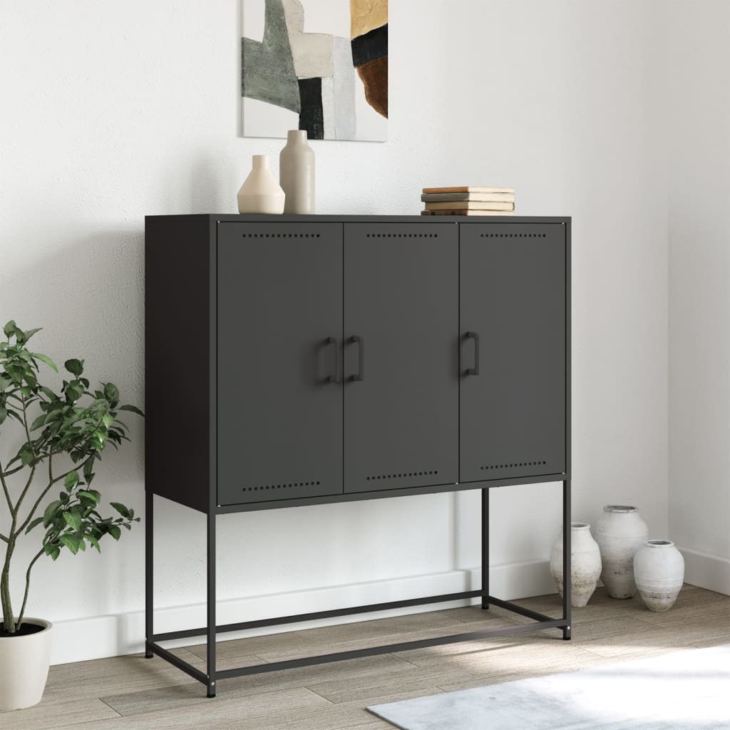 Μπουφές Μαύρος 100,5x39x107 εκ. Ατσάλινος - Pakobazaar