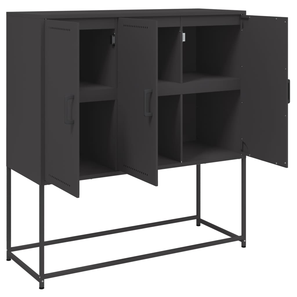 Μπουφές Μαύρος 100,5x39x107 εκ. Ατσάλινος - Pakobazaar