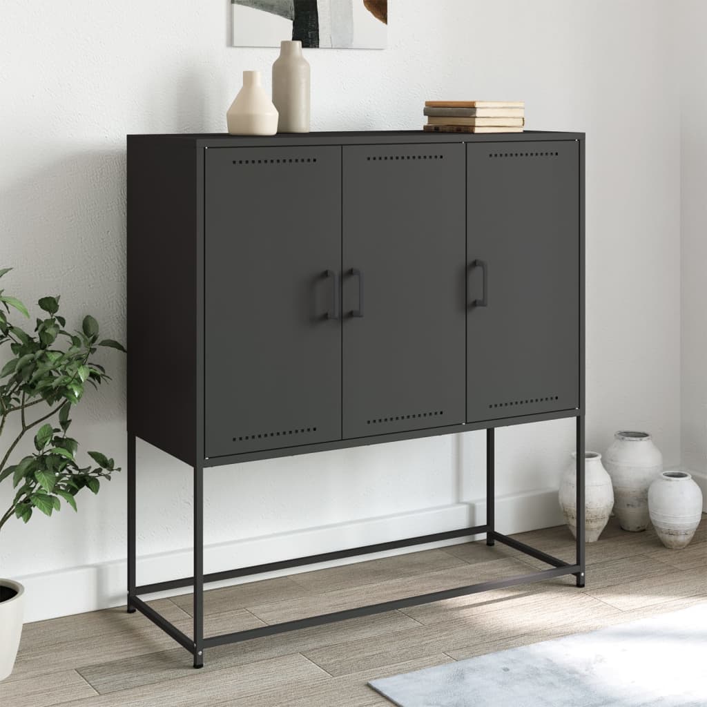 Μπουφές Μαύρος 100,5x39x107 εκ. Ατσάλινος - Pakobazaar