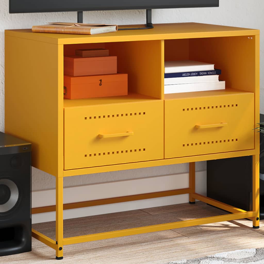 Έπιπλο Τηλεόρασης Μουσταρδί Κίτρινο 68x39x60,5 εκ. από Ατσάλι