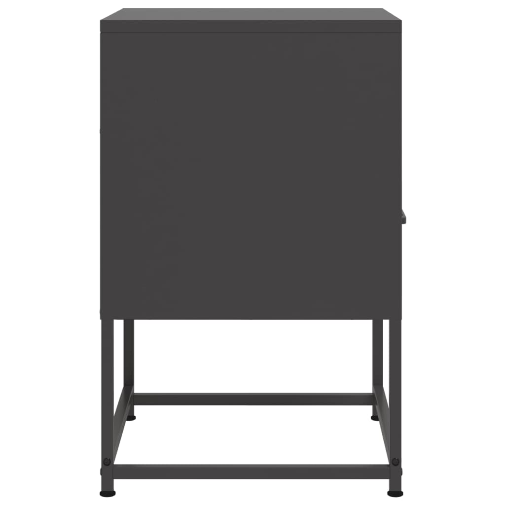 Κομοδίνα 2 τεμ. Μαύρα 36x39x60,5 εκ. Χάλυβα