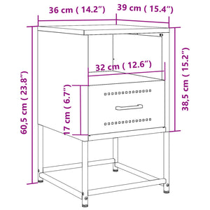 Κομοδίνο Ροζ 36x39x60,5 εκ. από Χάλυβα