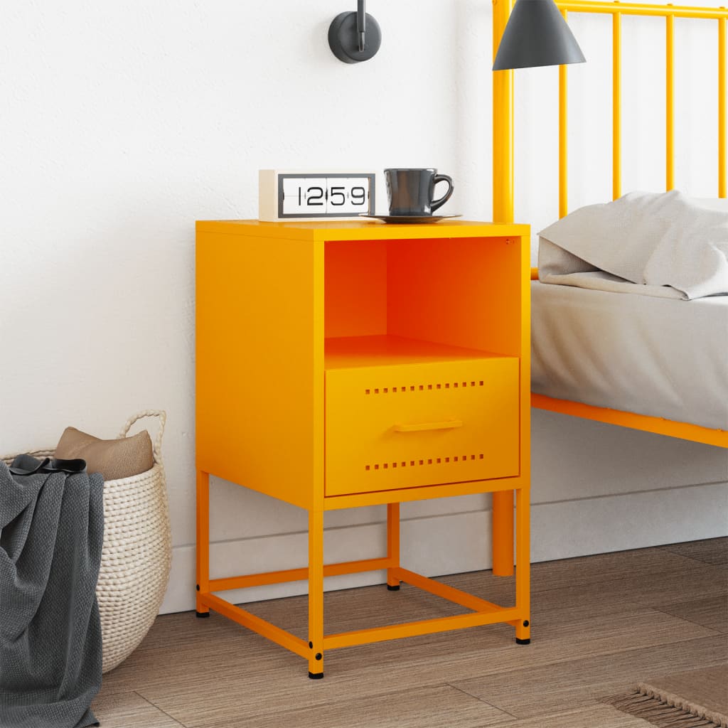 Κομοδίνο Μουσταρδί 36x39x60,5 εκ. από Χάλυβα
